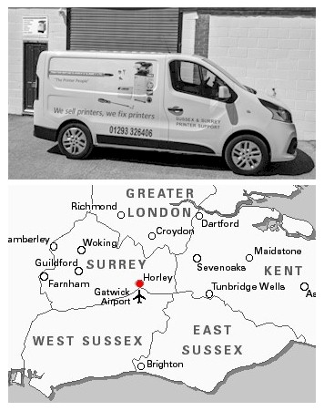 Printer Repair Sussex & Surrey Ltd have been supplying and maintaining photocopiers, copiers, printers and multi-function equipment in West Sussex, East Sussex, Surrey and Kent and surrounding areas for 30 years. We can install and setup network multi-function machines for printing and network scanning.